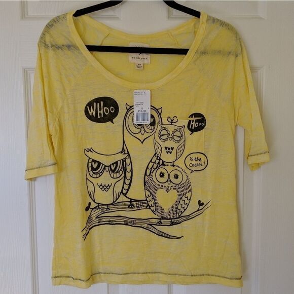 Forever 21 NWT Yellow Owl Top - Picture 1 of 5